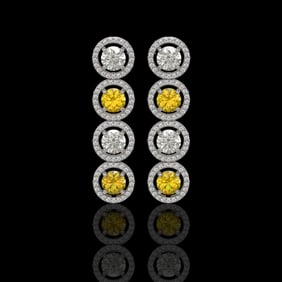 5.50 ctw Canary & Diamond Micro Pave Earrings 18K White Gold
