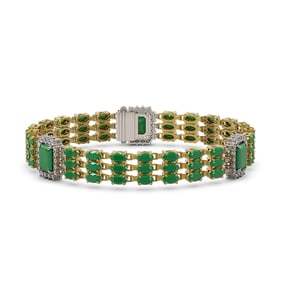 29.64 ctw Emerald & Diamond Bracelet 14K Yellow Gold