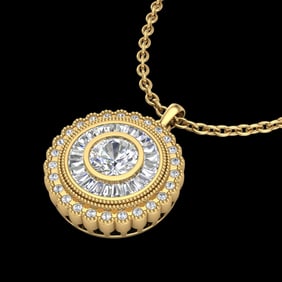 2.11 ctw VS/SI Diamond Solitaire Art Deco Necklace 18k Yellow Gold