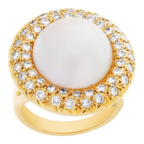 Mabe pearl & diamonds ring in
