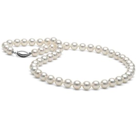 White Japanese Akoya Pearl Necklace, 6.5-7.0mm
