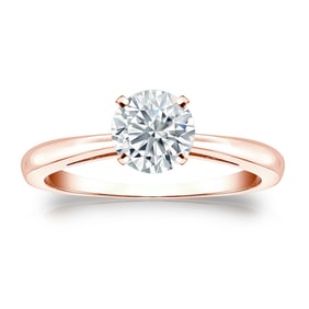 Natural 0.75 CTW Diamond Solitaire Ring 14K Rose Gold