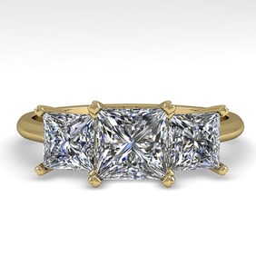 2.0 ctw Princess VS/SI Diamond 3 Stone Designer Ring 14k Yellow Gold