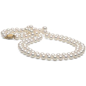 White Akoya Double Strand Pearl Necklace, 7.0-7.5mm