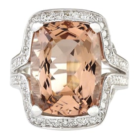Exquisite Natural Morganite Diamond Ring In