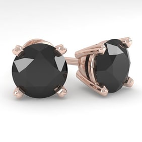 4.0 ctw Black Diamond Stud Designer Earrings 14k Rose Gold