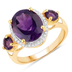 3.82 CT Genuine Amethyst and White