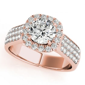 1.8 ctw Certified VS/SI Diamond Halo Ring 18k Rose Gold