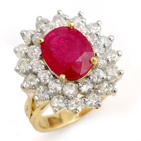 8.0 ctw Ruby & Diamond Ring 14k Yellow Gold