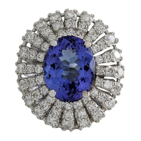 Tanzanite Diamond Ring 14K White Gold