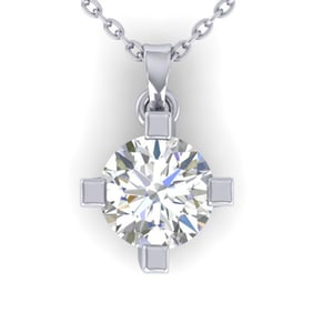 1 ctw Certified VS/SI Diamond Solitaire Necklace 14k White Gold
