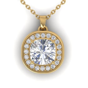 1.25 ctw Cushion VS/SI Diamond Art Deco Necklace 14k Yellow Gold