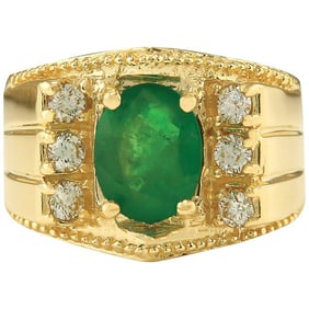 Natural Emerald Diamond Ring In