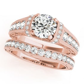 2.11 ctw Certified VS/SI Diamond 2pc Wedding Set Antique 14k Rose Gold
