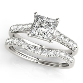 1.8 ctw VS/SI Princess Diamond 2pc Wedding Set 14k White Gold