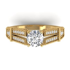 1.5 ctw Certified VS/SI Diamond Solitaire Art Deco Ring 14k Yellow Gold