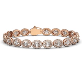 15.20 ctw Oval Cut Diamond Micro Pave Bracelet 18K Rose Gold