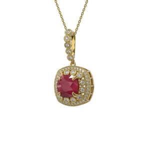 6.58 ctw Certified Ruby & Diamond Victorian Necklace 14K Yellow Gold