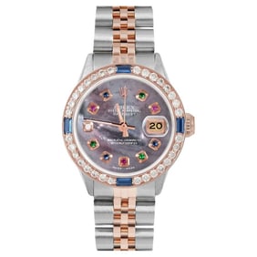 Rolex Ladies Rose Gold Datejust Black