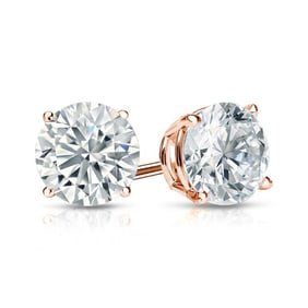 Natural 1.25 CTW Diamond Stud Earrings 18K Rose Gold