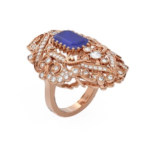 7.38 ctw Sapphire & Diamond Ring 18K Rose Gold