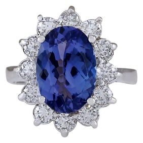 Tanzanite Diamond Ring 14K White Gold