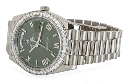 Rolex Day-Date 40 Olive Dial Diamond