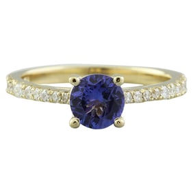 1.28 CTW Tanzanite 14K Yellow Gold Diamond Ring