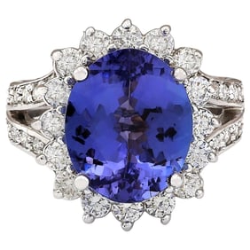 Tanzanite Diamond Ring 14K White Gold