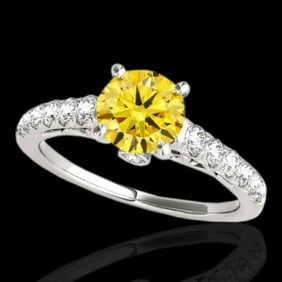 1.75 ctw Certified SI/I Fancy Intense Yellow Diamond Ring 10k White Gold