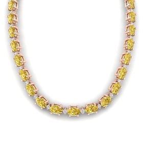 46.5 ctw Citrine & VS/SI Diamond Eternity Necklace 10k Rose Gold
