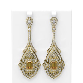 18.29 ctw Canary Citrine & Diamond Earrings 18K Yellow Gold