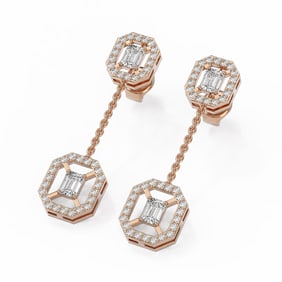 2 ctw Diamond Designer Earrings 18K Rose Gold