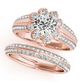 2.41 ctw Certified VS/SI Diamond 2pc Wedding Set Halo 14k Rose Gold
