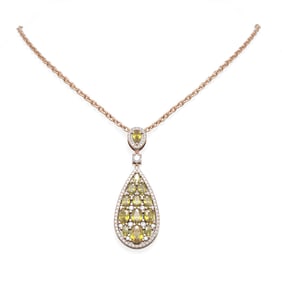 10.47 ctw Citrine & Diamond Necklace 18K Rose Gold