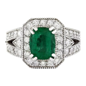 Emerald Diamond Ring In 14 Karat