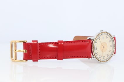 Genuine HERMES Sellier 32mm Round SS
