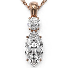 1.25 ctw Marquise Cut Diamond Necklace 18K Rose Gold