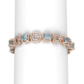 23.4 ctw Aquamarine & Diamond Bracelet 18K Rose Gold