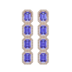 11.93 ctw Tanzanite & Diamond Micro Pave Halo Earrings 10k Rose Gold