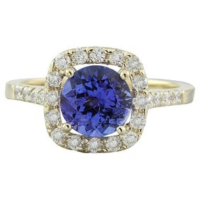 Tanzanite Diamond Ring 14K Yellow Gold