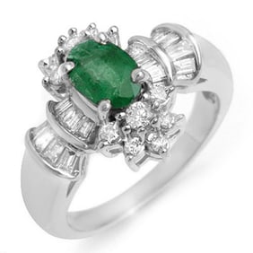 1.75 ctw Emerald & Diamond Ring 18k White Gold