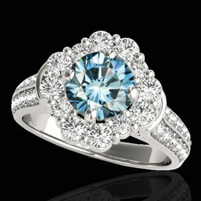 2.81 ctw SI Certified Fancy Blue Diamond Halo Ring 10k White Gold