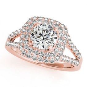 1.35 ctw Certified VS/SI Diamond Halo Ring 18k Rose Gold