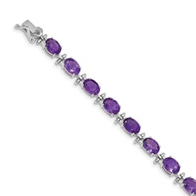 14k White Gold Amethyst Bracelet -