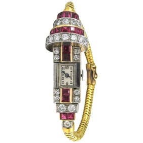 Retro Platinum Yellow Gold Diamond Burma