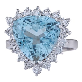 Aquamarine Diamond Ring 14K White Gold