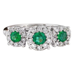 1.70 CTW Emerald 14K White Gold Diamond Ring