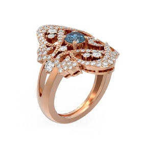 2.02 ctw Intense Blue Diamond Ring 18K Rose Gold