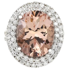 Morganite Diamond Ring 14K White Gold